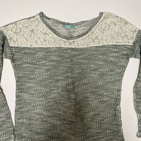 Maurices Green Marbled Knit with Lace Sweater - Picture 2 of 8